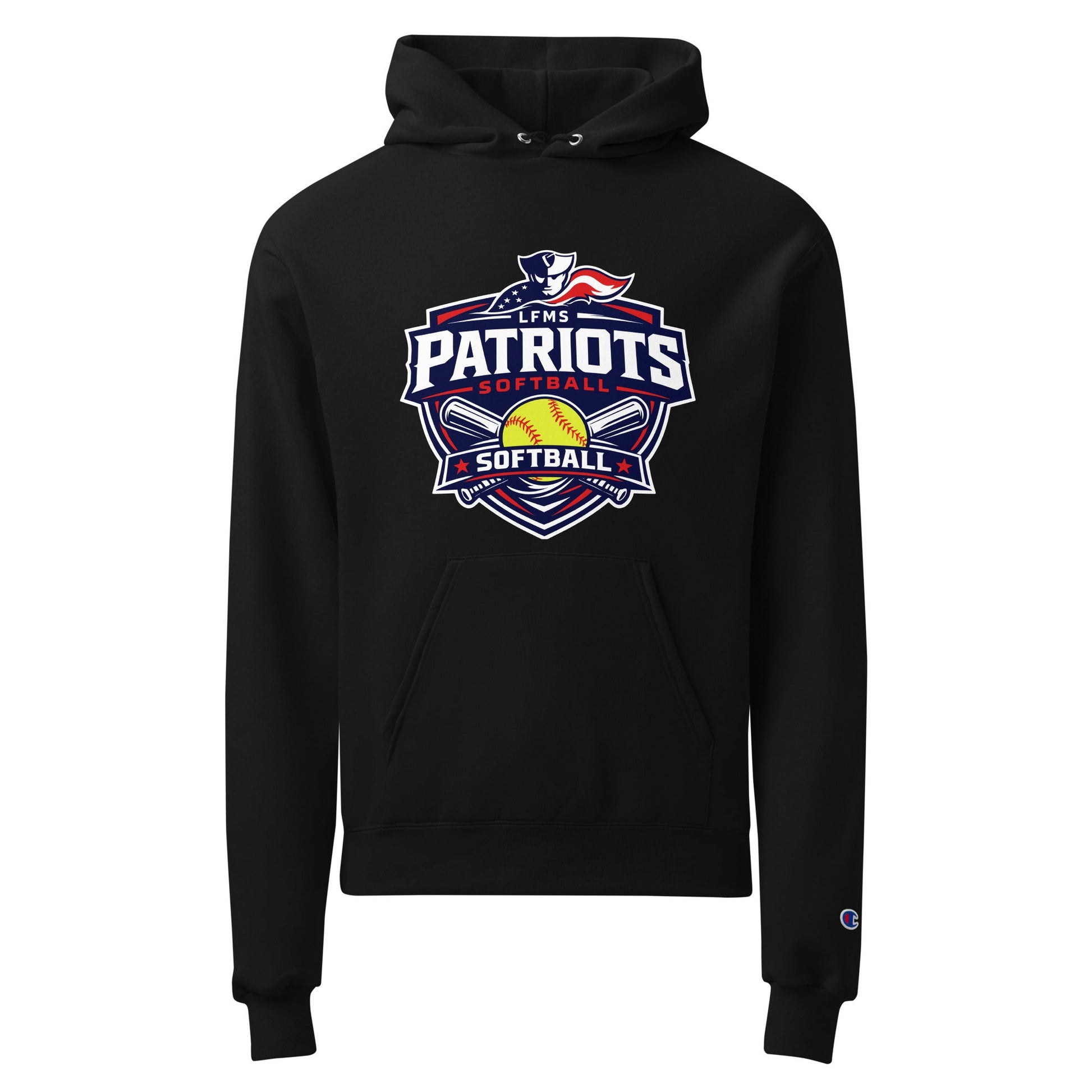 Signature | Champion Hoodie | LFMS Athletics | Patriots Softball Logo