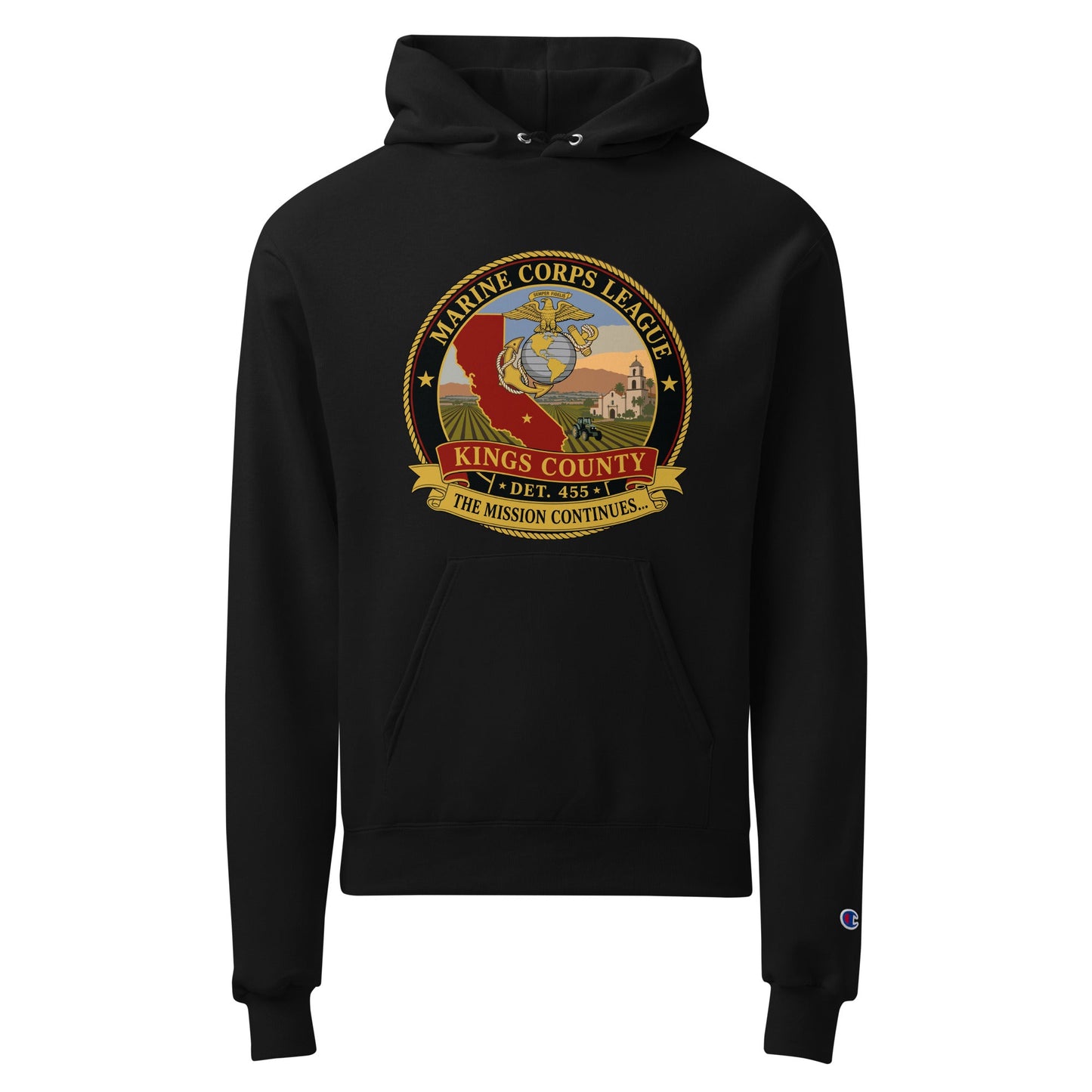Signature | Champion Hoodie | Marine Corps League kings County Det 455 | Shield Logo