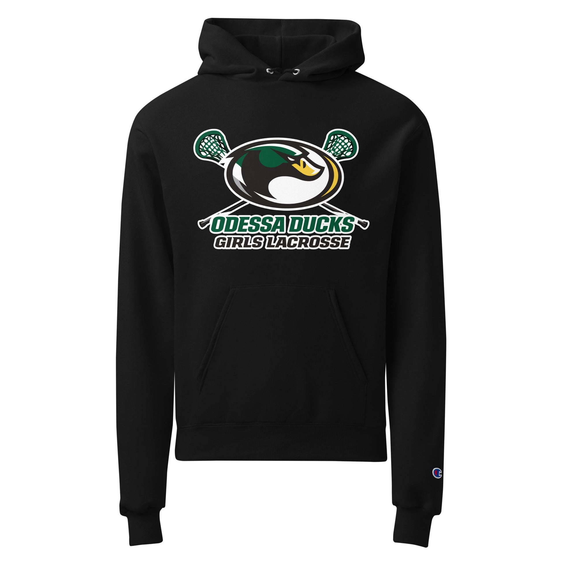 Signature | Champion Hoodie | Odessa Girls Lacrosse | Duck Sticks Logo