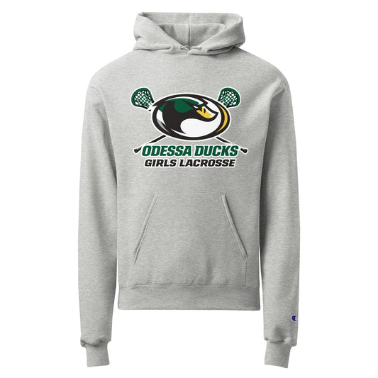 Signature | Champion Hoodie | Odessa Girls Lacrosse | Duck Sticks Logo