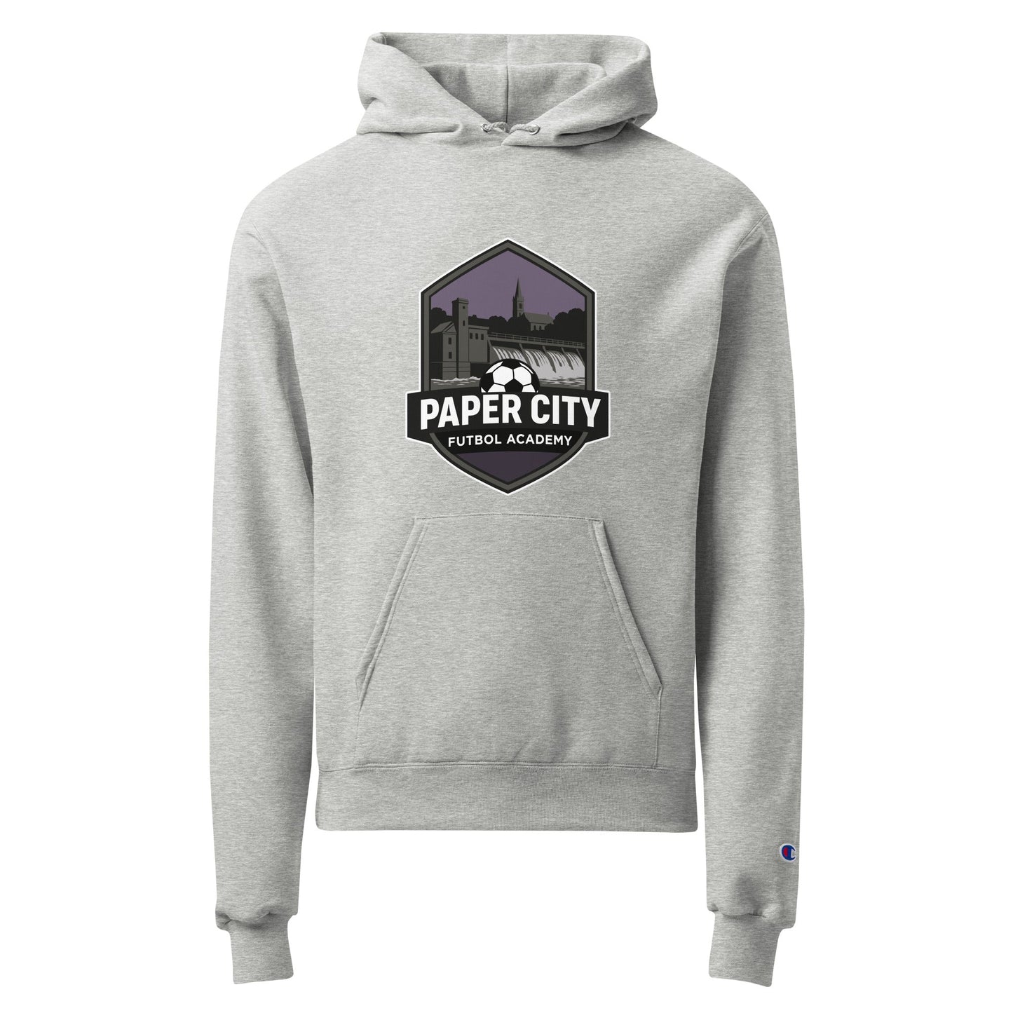 Signature | Champion Hoodie | Paper City Futbol Academy | Vanguard Shield Logo