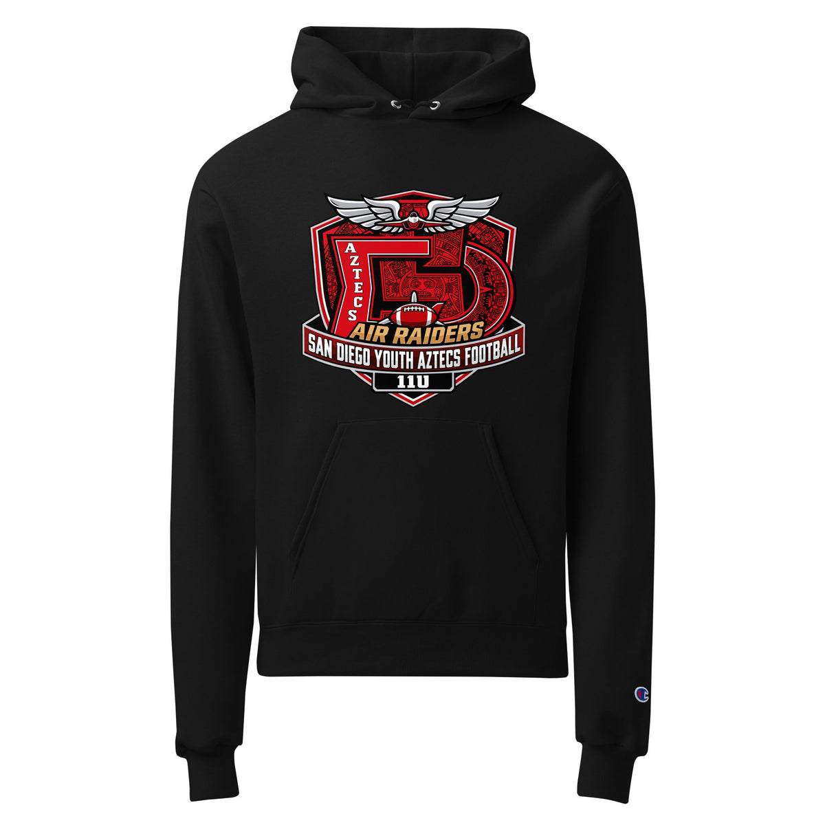 Signature | Champion Hoodie | San Diego Youth Aztecs Football 11u Air Raiders | Shield Logo