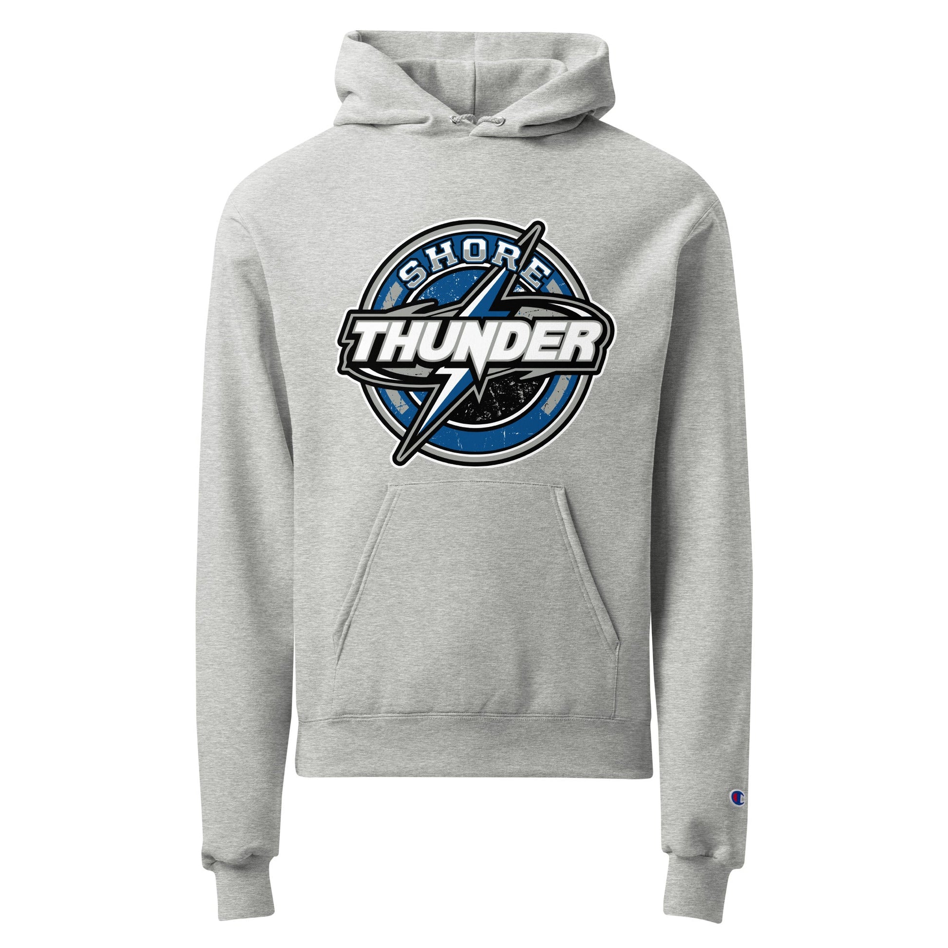 Signature | Champion Hoodie | Shore Thunder LLC | Badge Logo