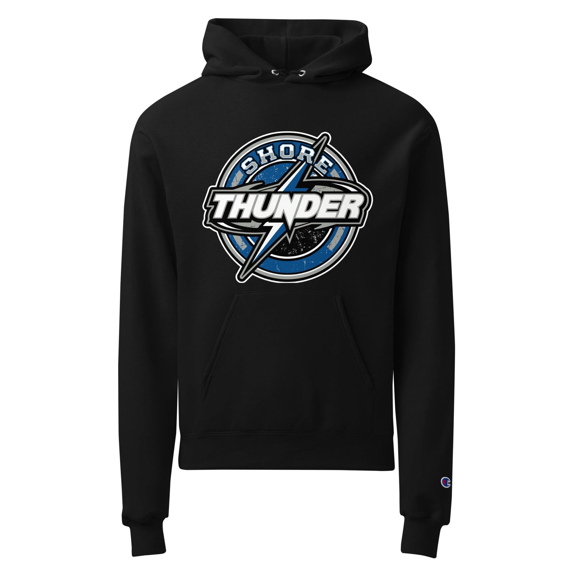 Signature | Champion Hoodie | Shore Thunder LLC | Badge Logo