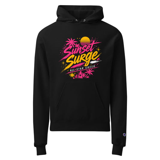 Signature | Champion Hoodie | Sunset Surge All-Star Cheerleading | Neon Palm Cheer Logo