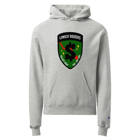 Signature | Champion Hoodie | The Lowest Bidders | Emblem Logo
