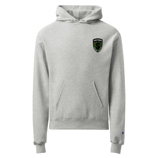 Signature | Champion Hoodie | The Lowest Bidders | Shield Logo