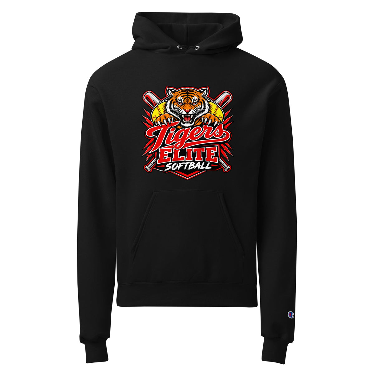 Signature | Champion Hoodie | Tigers Elite Softball | Emblem Logo