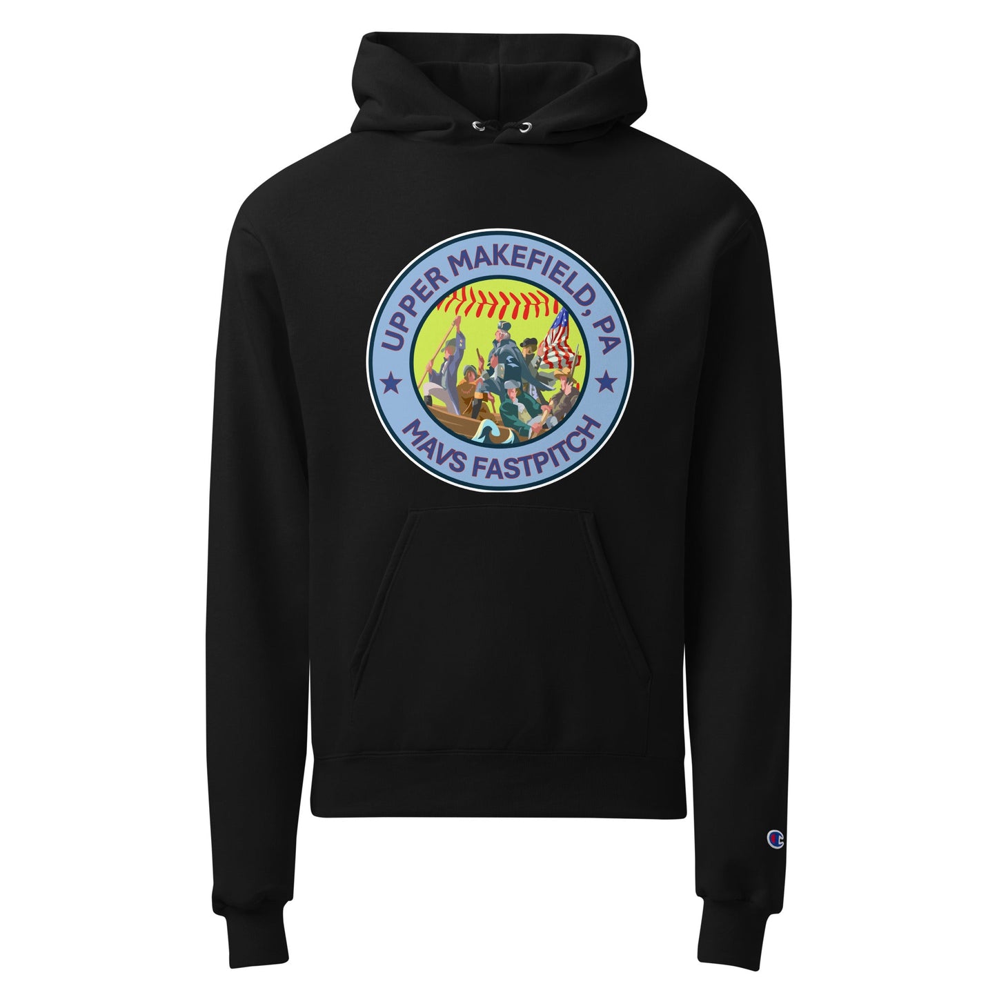 Signature | Champion Hoodie | Upper Makefield Mavs Fastpitch | Crossing Badge Logo