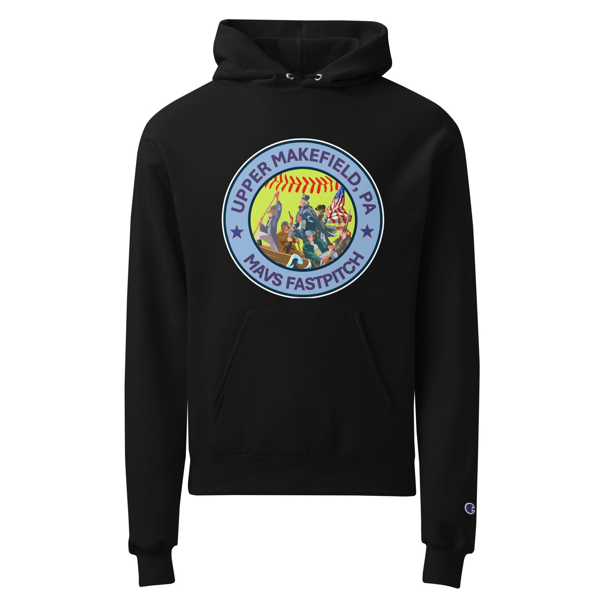 Signature | Champion Hoodie | Upper Makefield Mavs Fastpitch | Crossing Badge Logo