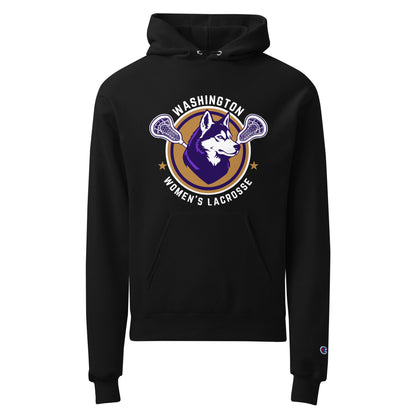 Signature | Champion Hoodie | UW Women's Club Lacrosse | Badge Logo