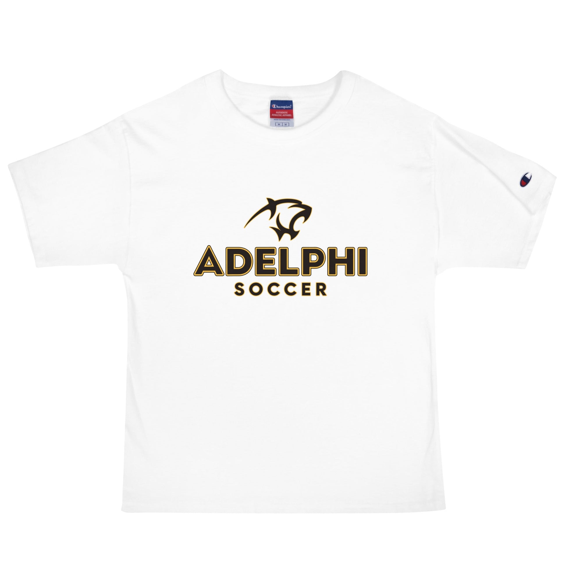 Signature | Champion T-Shirt | Adelphi Womens Soccer | Vanguard Mark Logo