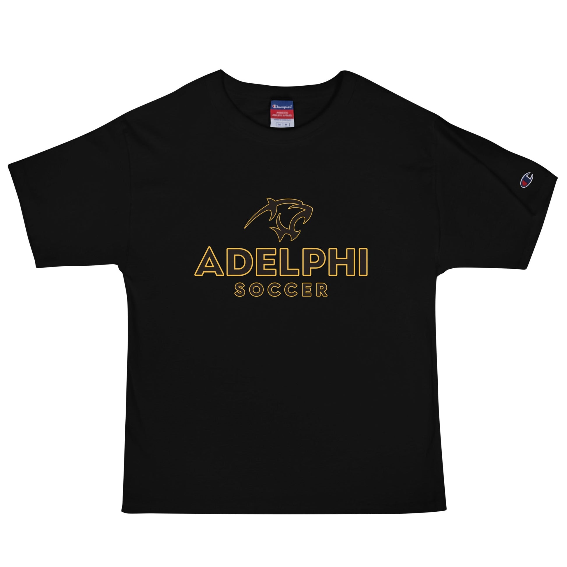 Signature | Champion T-Shirt | Adelphi Womens Soccer | Vanguard Mark Logo