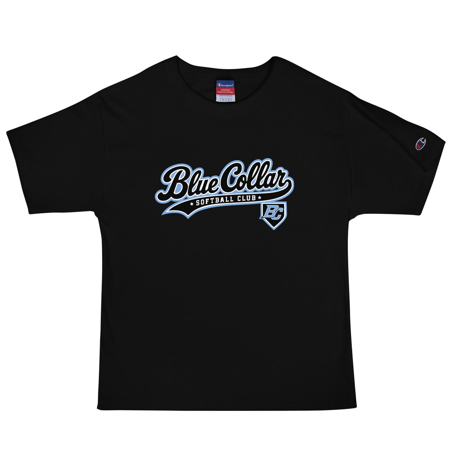 Signature | Champion T-Shirt | Blue Collar Softball 2034 | Foundry Logo