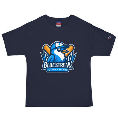Signature | Champion T-Shirt | Blue Streak Lightning | Mascot Logo