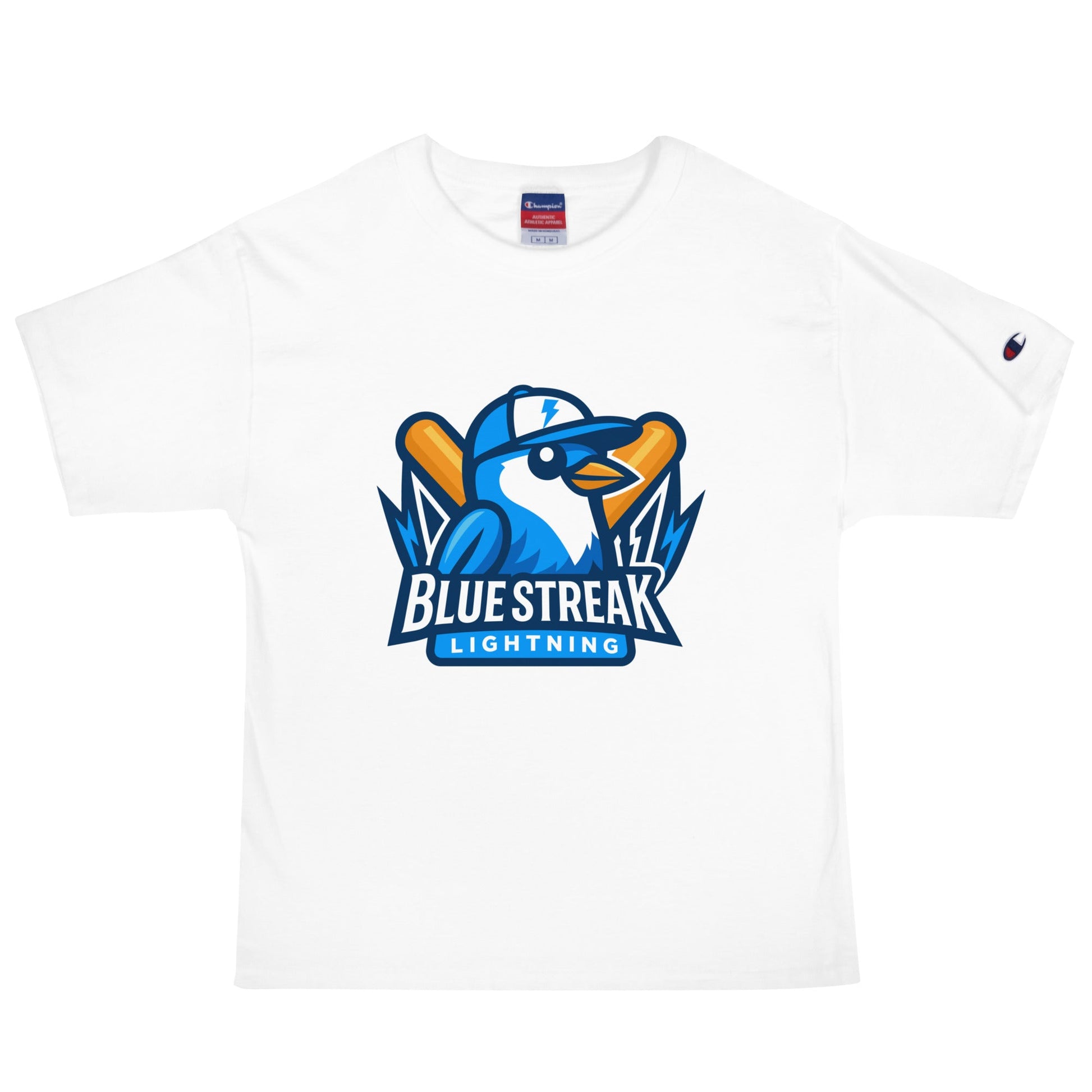 Signature | Champion T-Shirt | Blue Streak Lightning | Mascot Logo