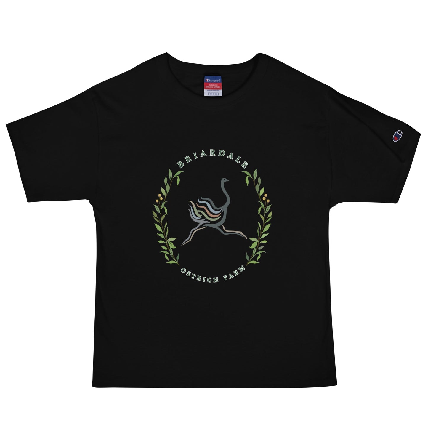 Signature | Champion T-Shirt | Briardale Ostrich Farm | Crest Logo