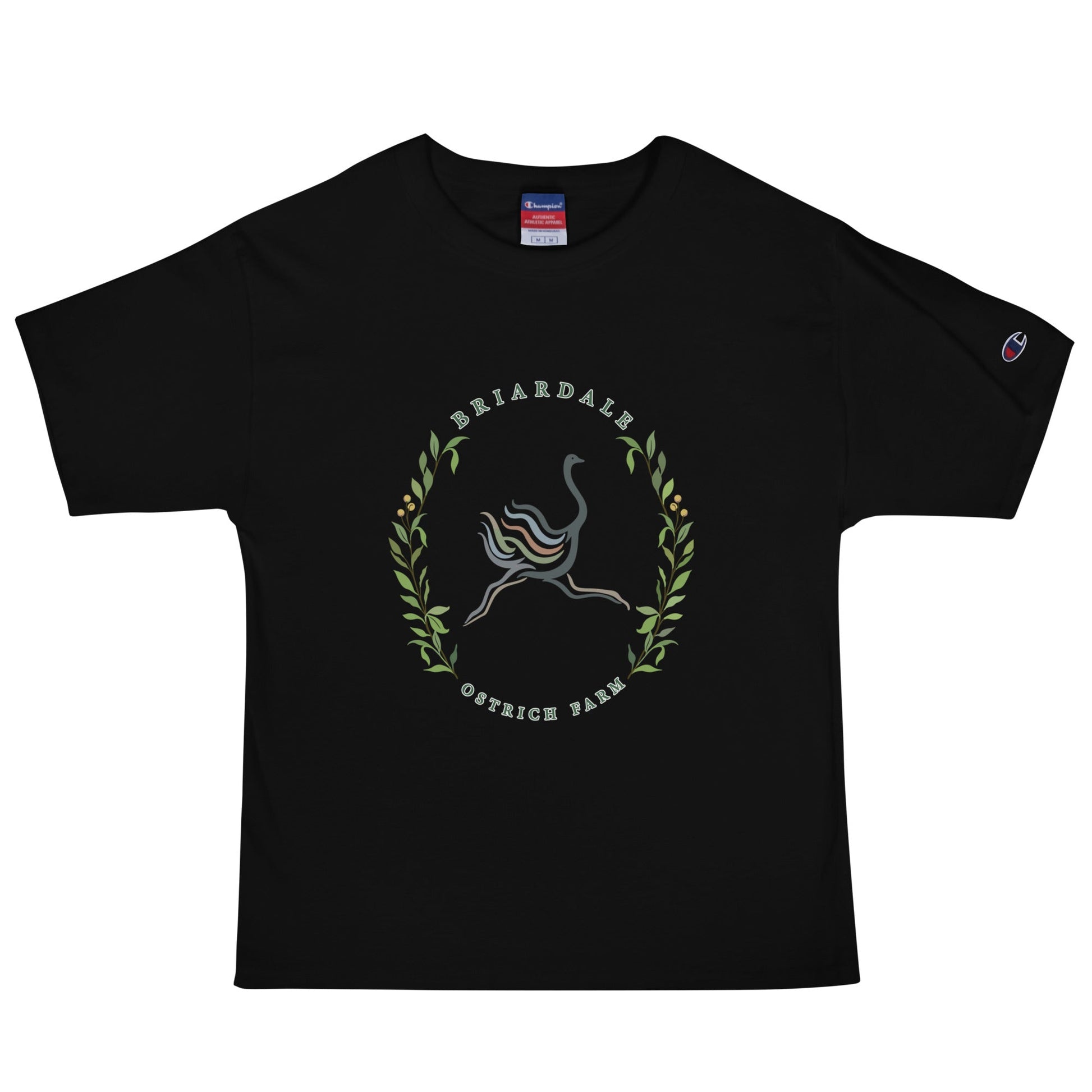 Signature | Champion T-Shirt | Briardale Ostrich Farm | Crest Logo