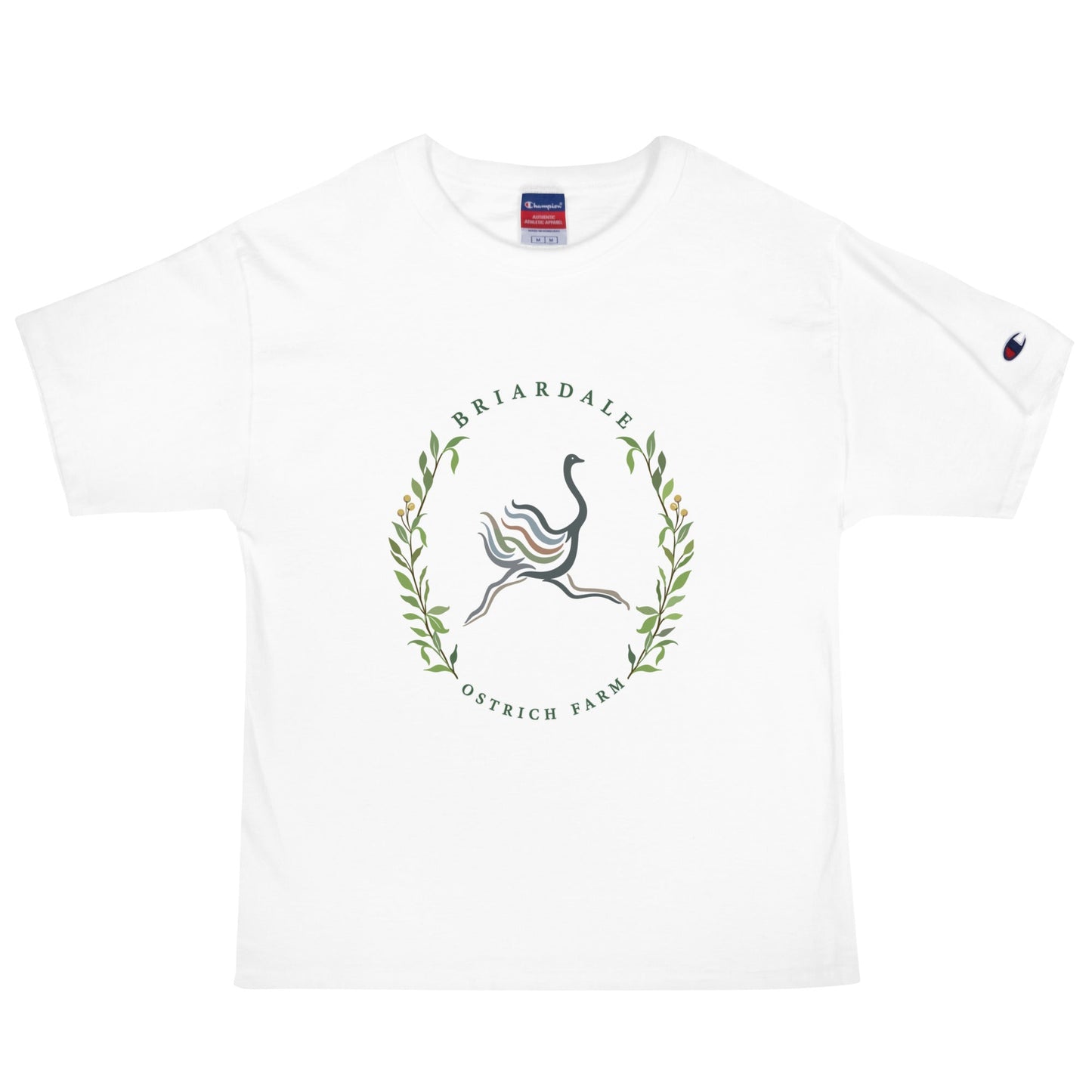 Signature | Champion T-Shirt | Briardale Ostrich Farm | Crest Logo