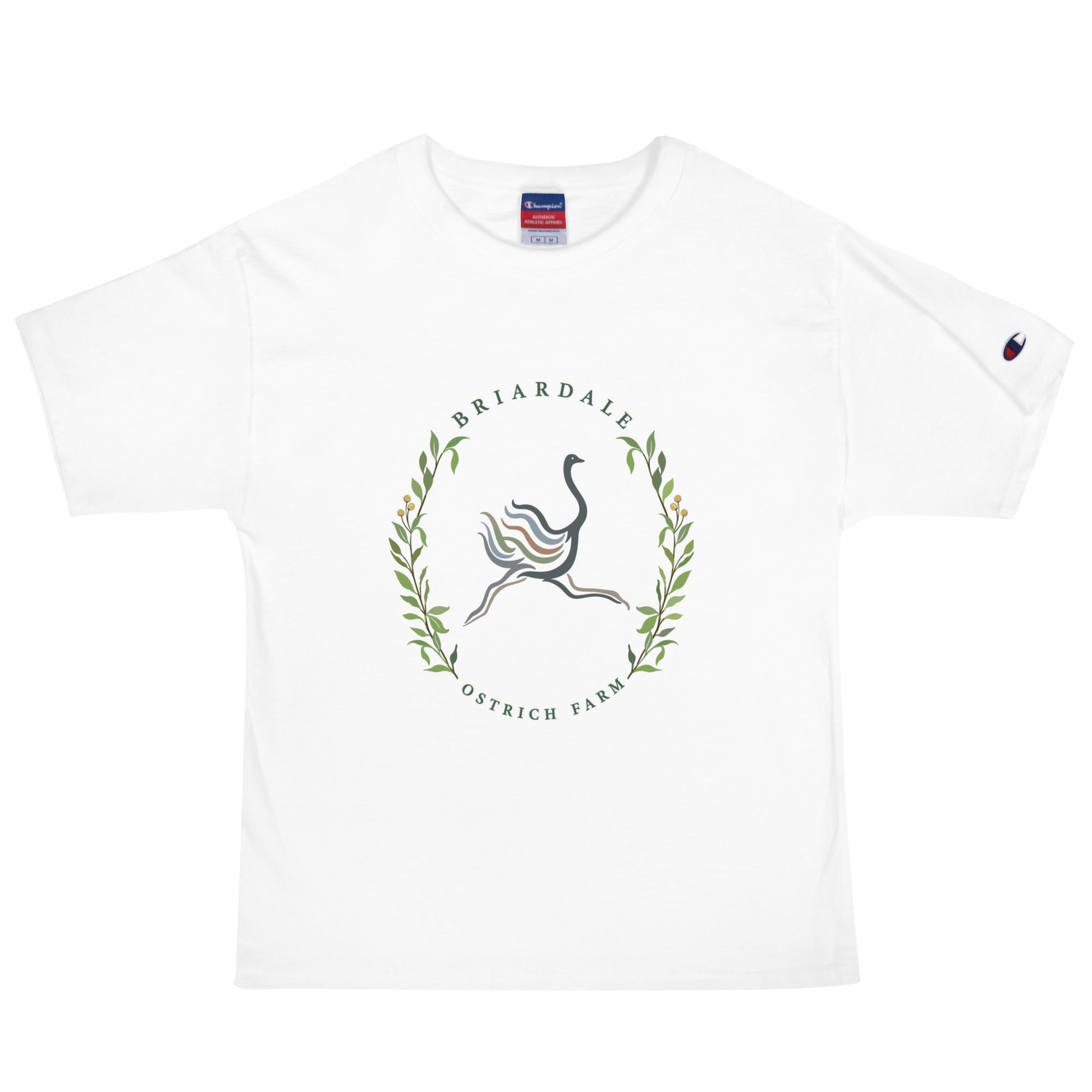 Signature | Champion T-Shirt | Briardale Ostrich Farm | Crest Logo
