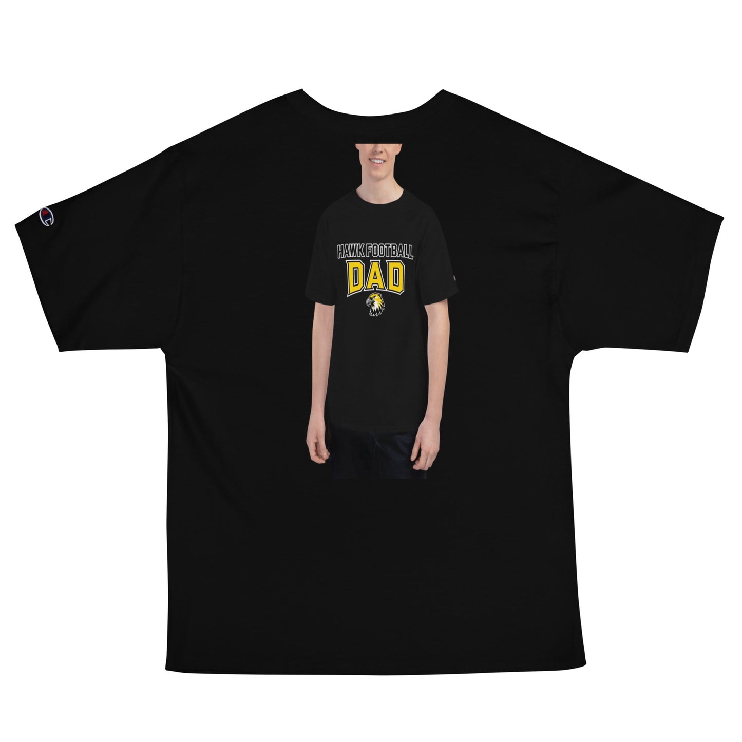 Signature | Champion T-Shirt | Cardinal Ohara Hawks | Football Dad Logo