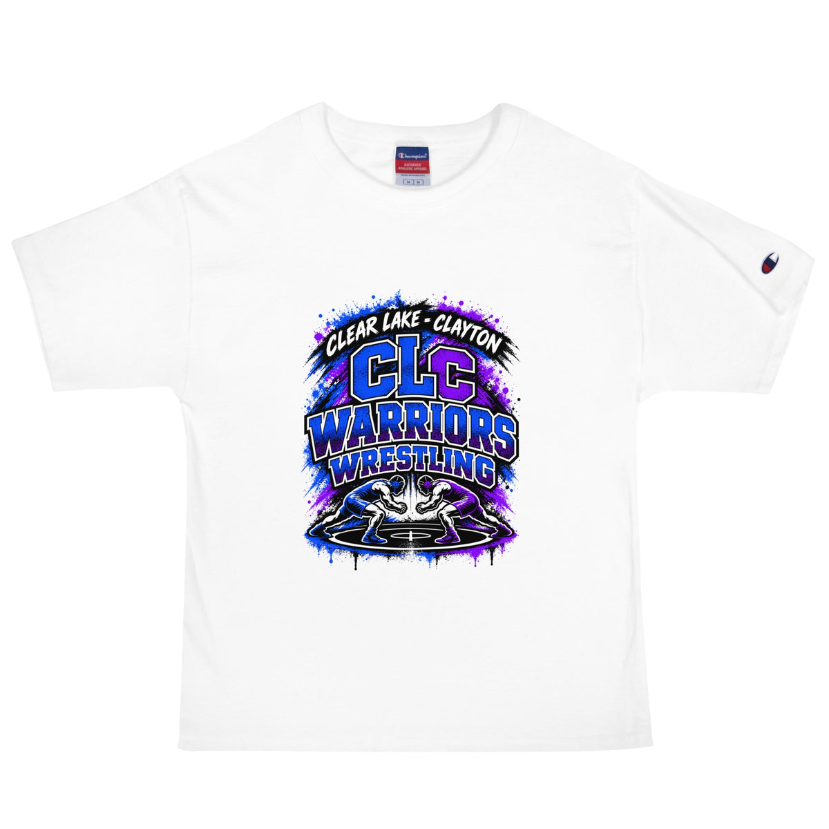 Signature | Champion T-Shirt | Clear Lake - Clayton Wrestling | Apex Logo
