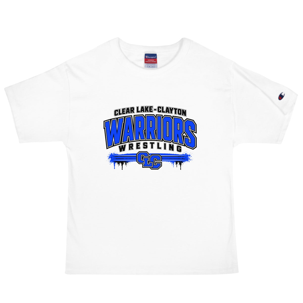 Signature | Champion T-Shirt | Clear Lake - Clayton Wrestling | Warrior Crest Logo
