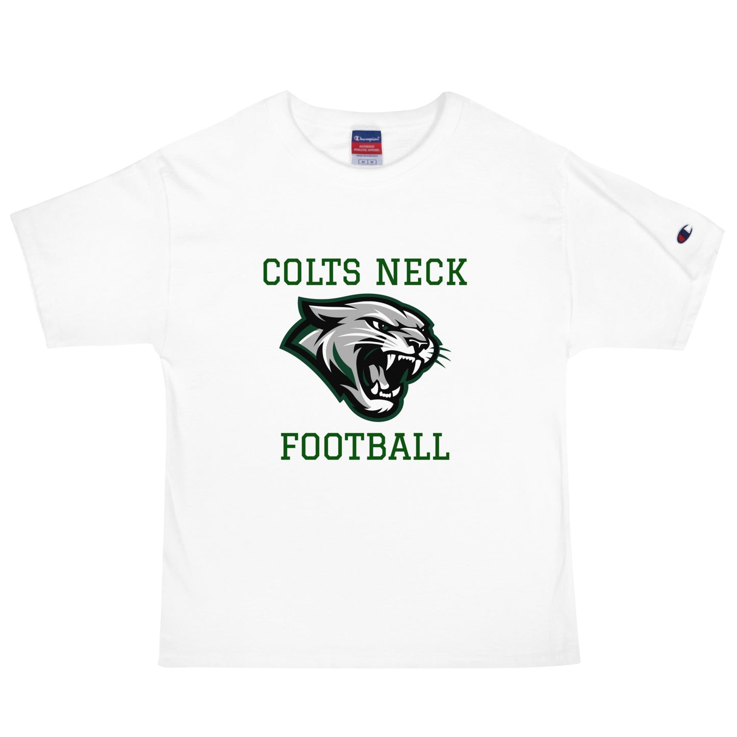 Signature | Champion T-Shirt | Colts Neck Cougars | Youth Tackle Football (AYF) | Green Predator Logo