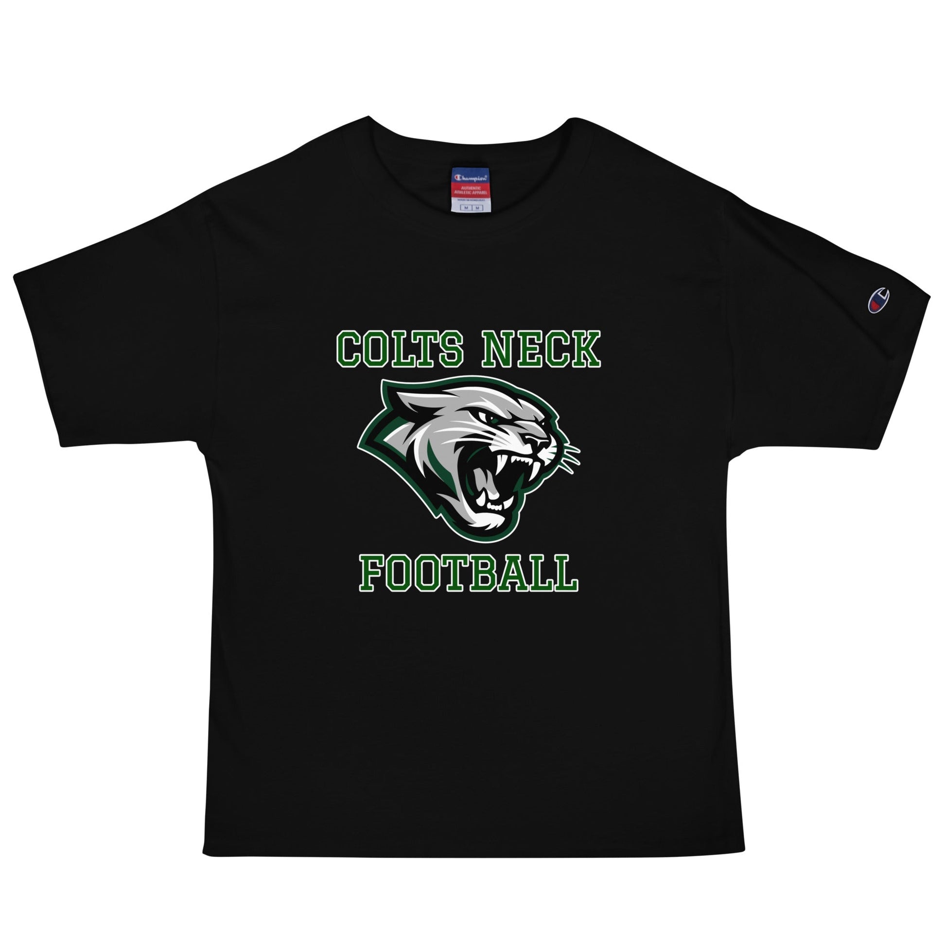 Signature | Champion T-Shirt | Colts Neck Cougars | Youth Tackle Football (AYF) | Green Predator Logo