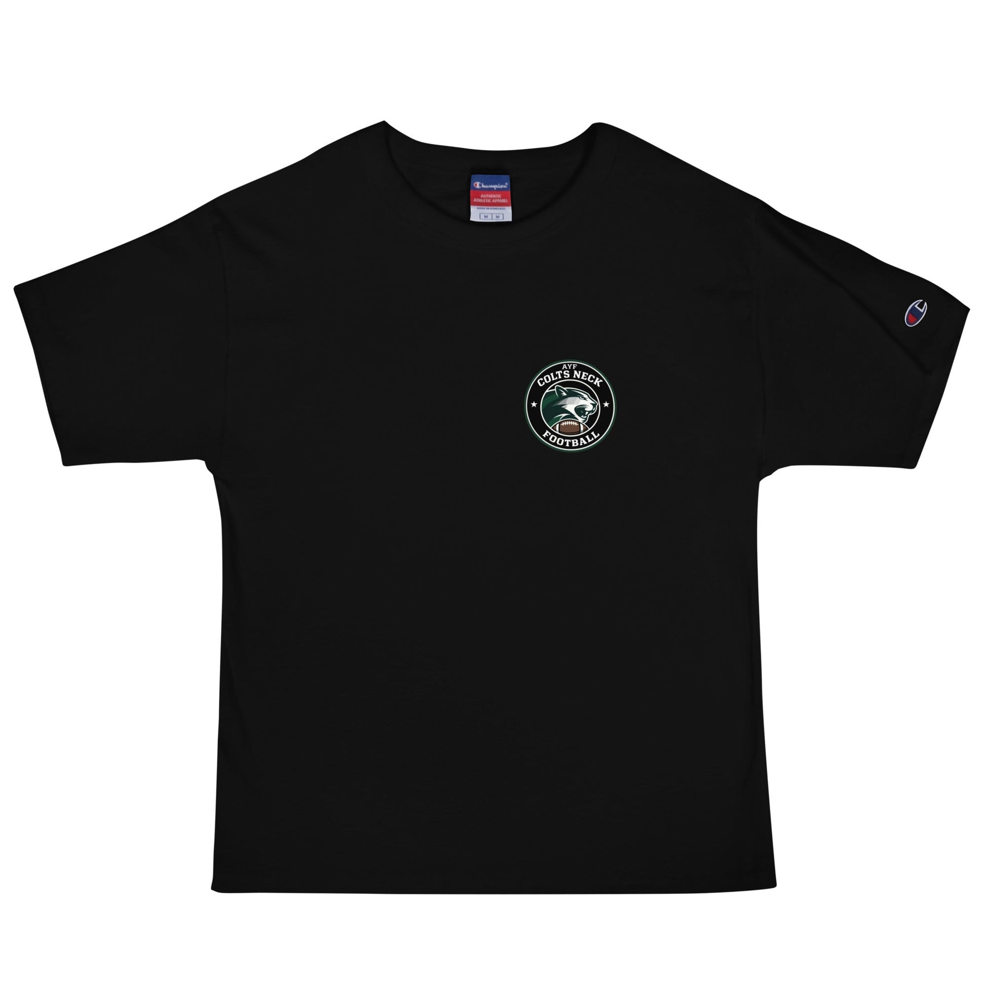 Signature | Champion T-Shirt | Colts Neck Cougars | Youth Tackle Football (AYF) | Varsity Badge Logo