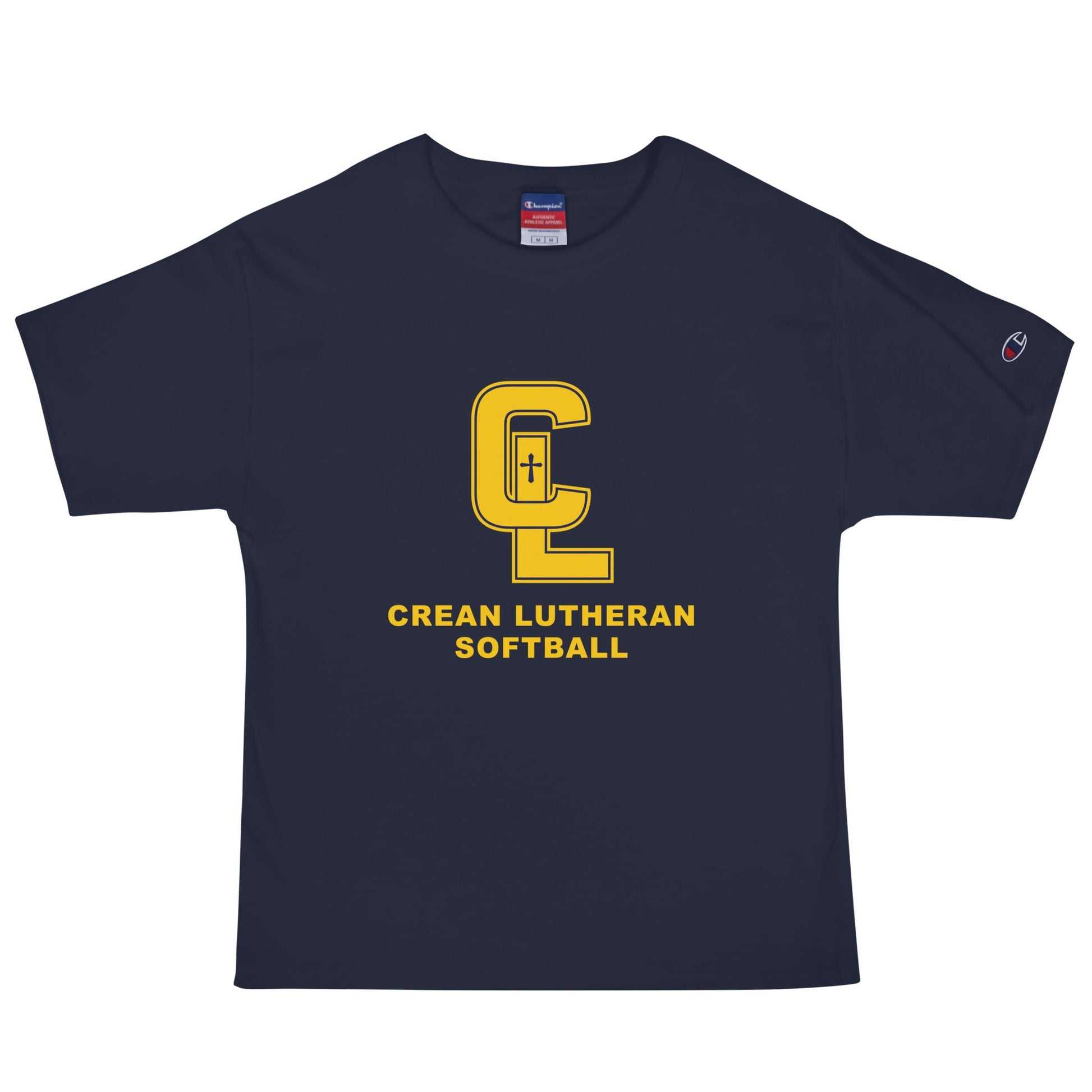 Signature | Champion T-Shirt | Crean Lutheran Softball | Gold CL Softball Logo