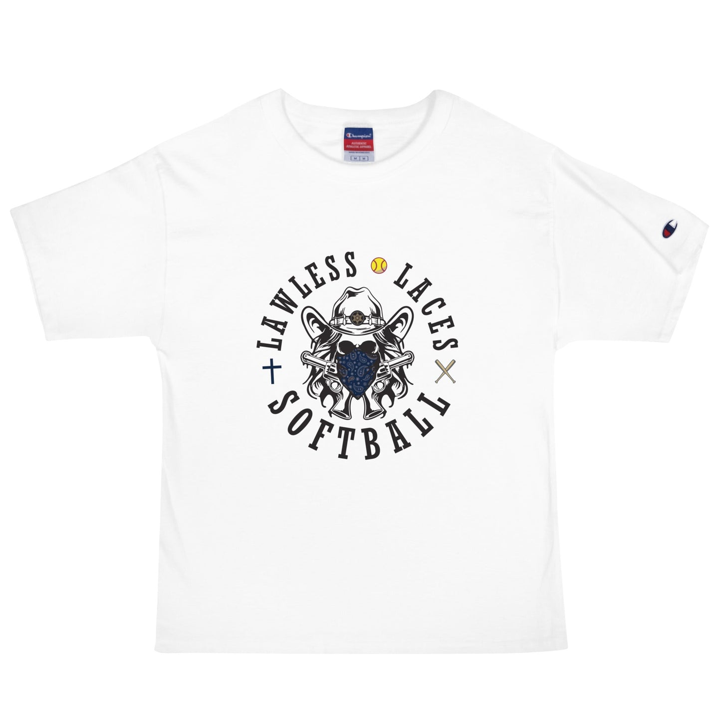 Signature | Champion T-Shirt | Lawless Laces Softball | Bandana Mascot Logo