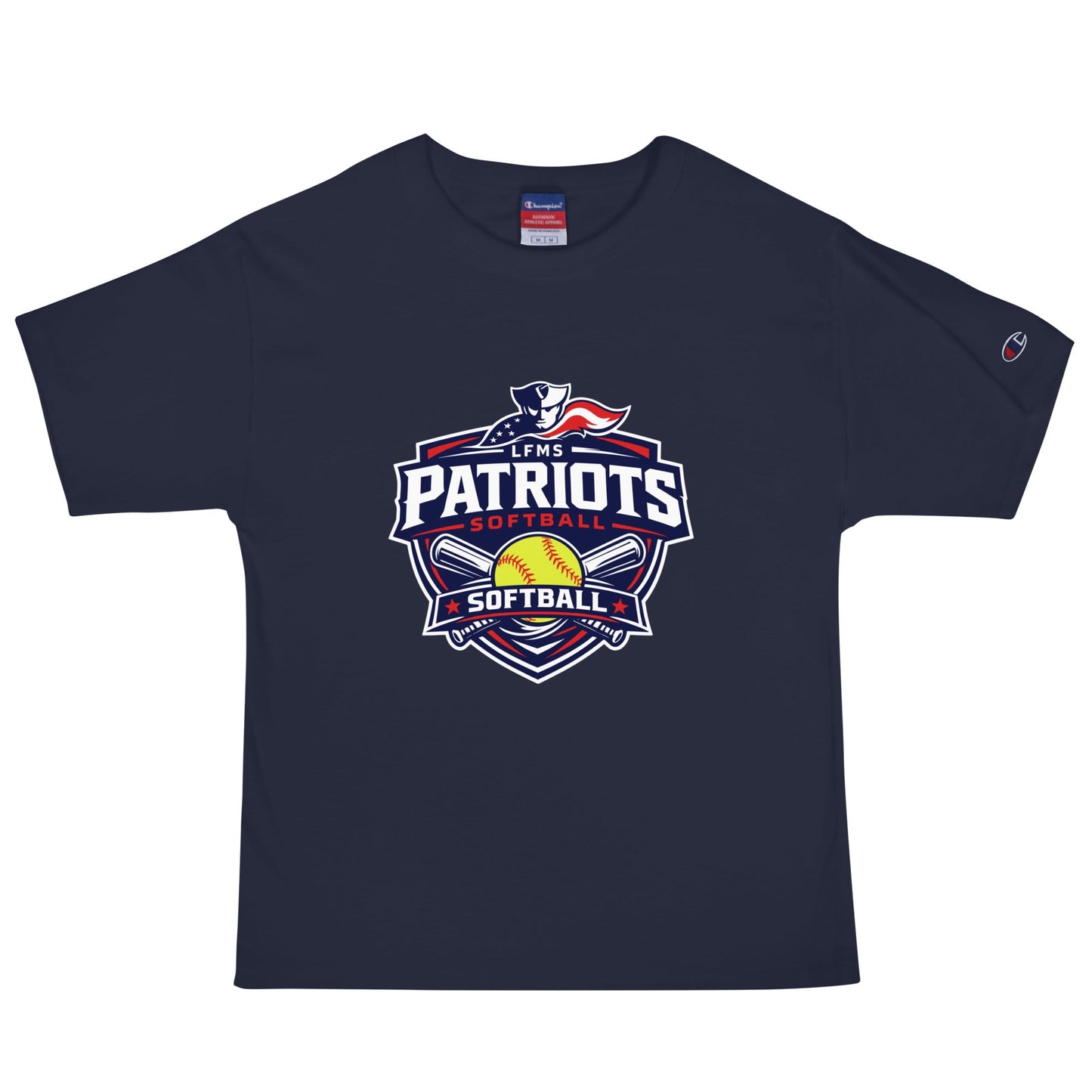 Signature | Champion T-Shirt | LFMS Athletics | Patriots Softball Logo