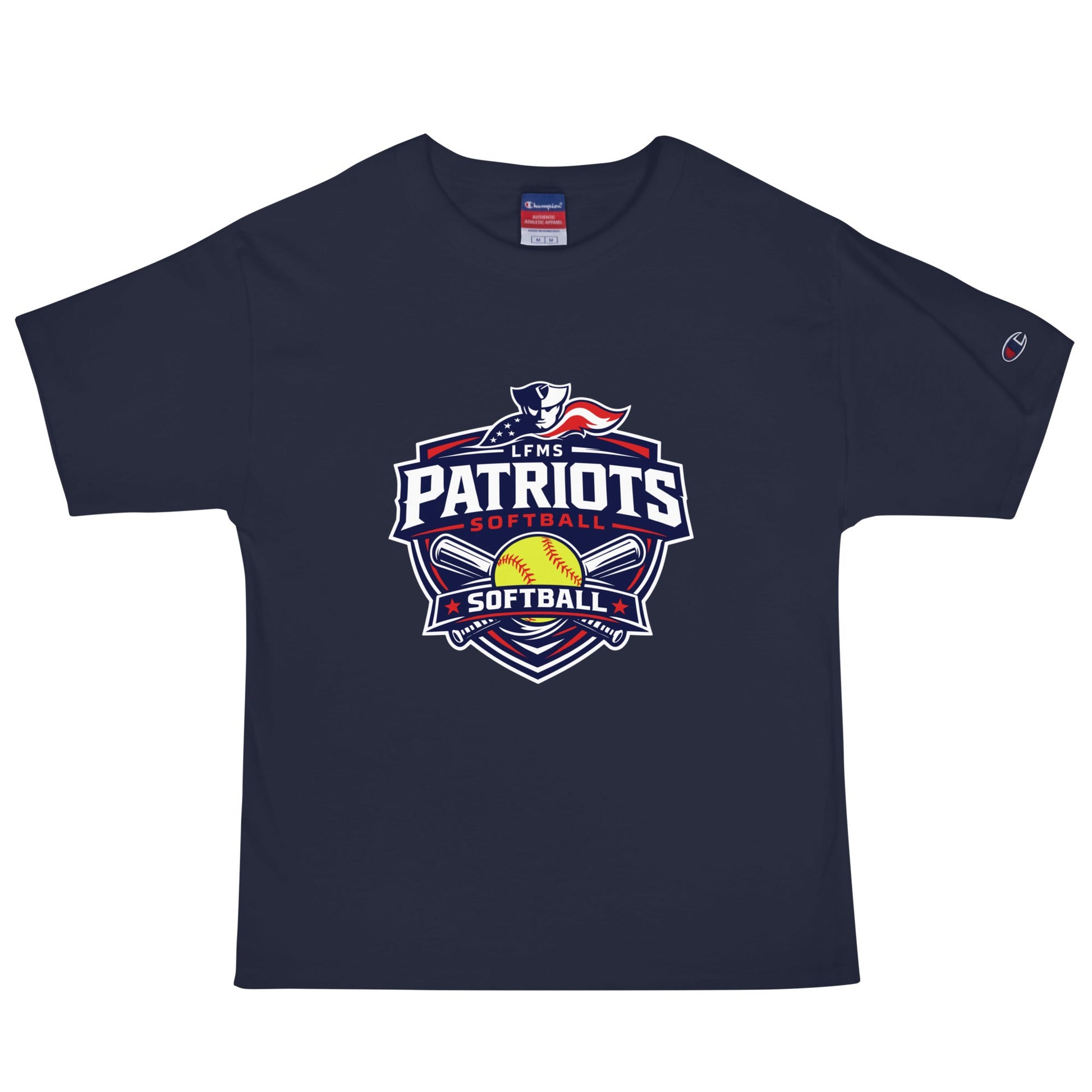 Signature | Champion T-Shirt | LFMS Athletics | Patriots Softball Logo