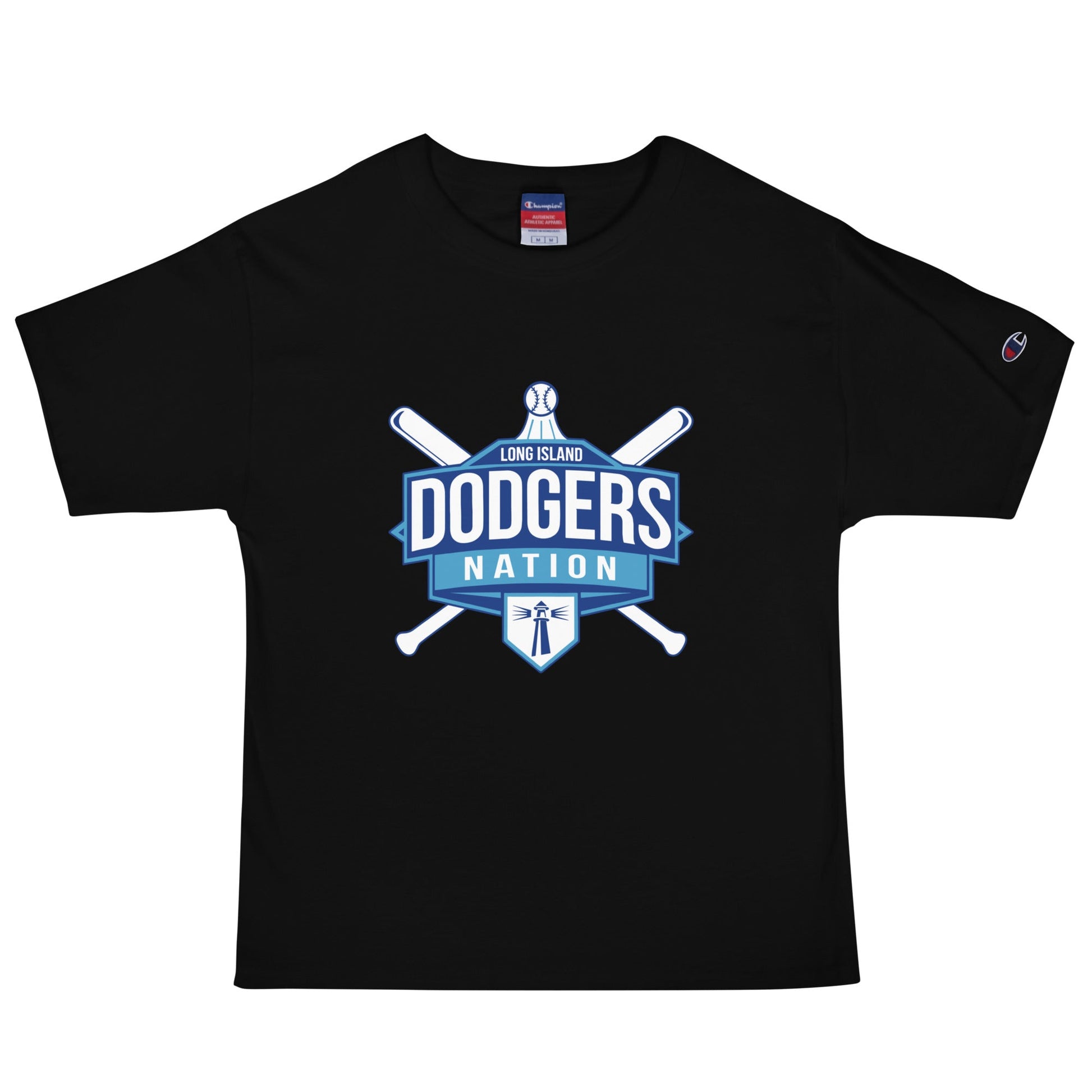Signature | Champion T-Shirt | LI Dodgers Nation | Varsity Crest Logo