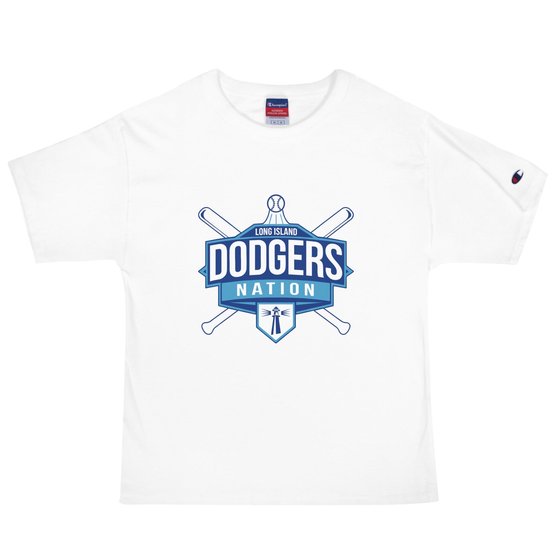 Signature | Champion T-Shirt | LI Dodgers Nation | Varsity Crest Logo