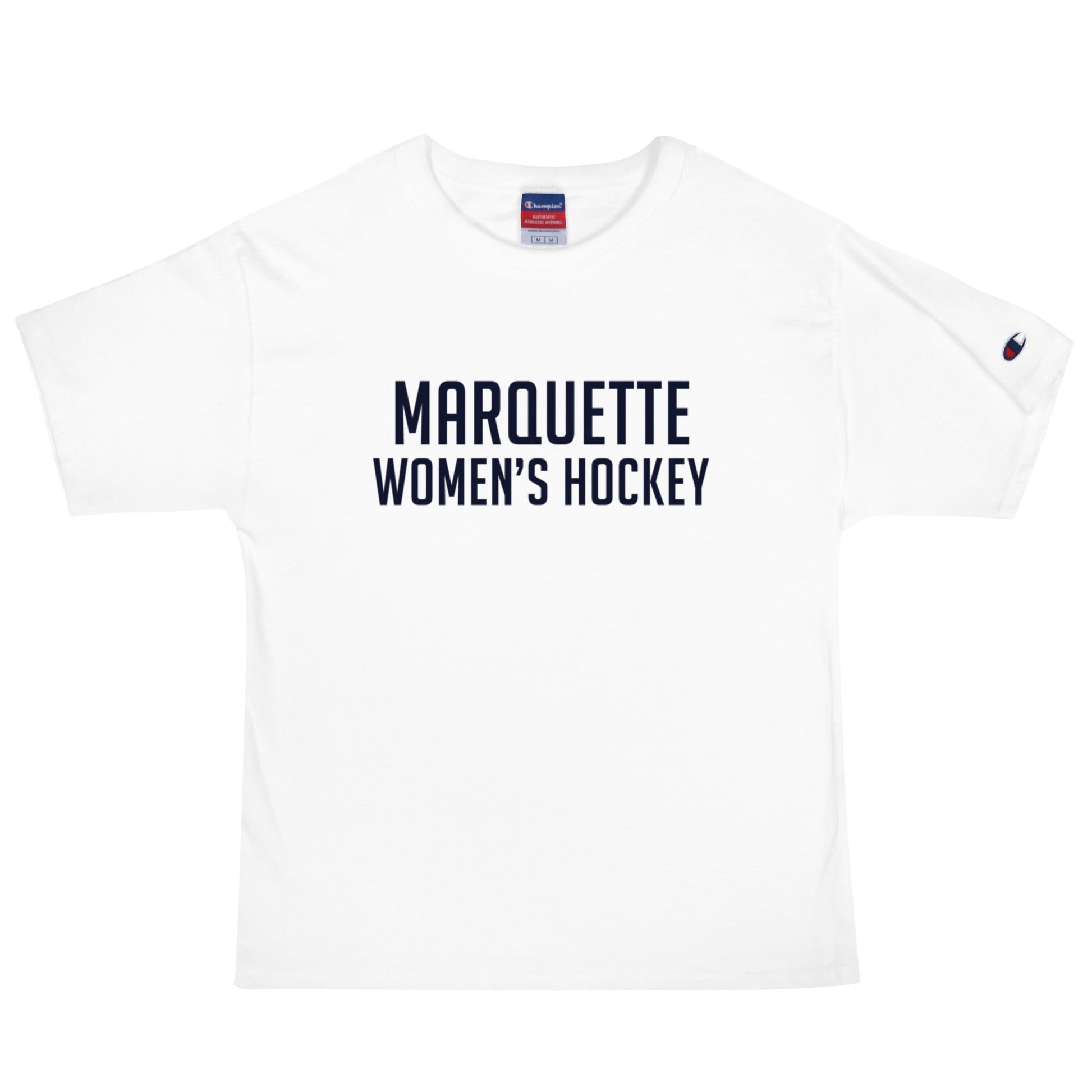 Signature | Champion T-Shirt | Marquette University Women's Hockey | Collegiate Front Logo