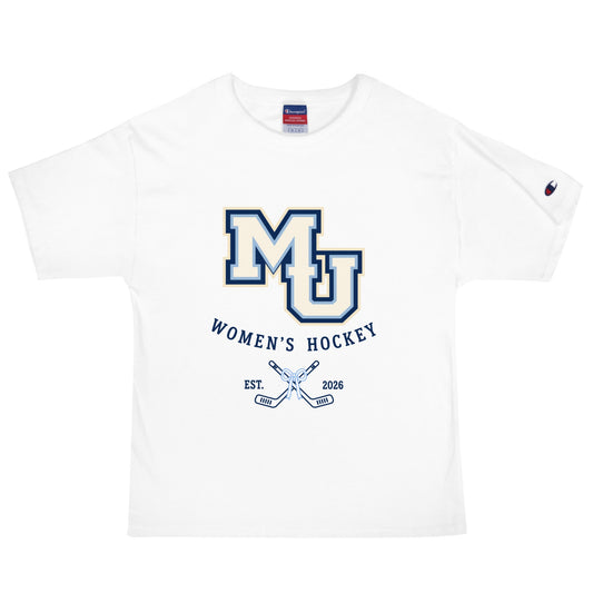 Signature | Champion T-Shirt | Marquette University Women's Hockey | Crest Logo