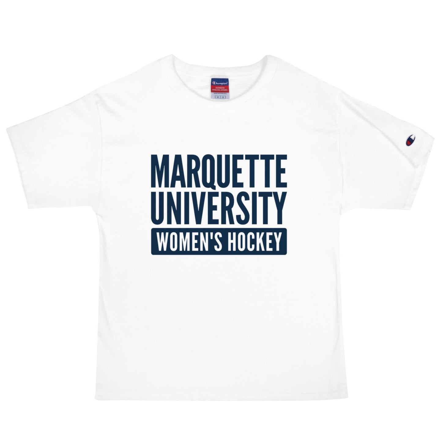 Signature | Champion T-Shirt | Marquette University Women's Hockey | Modern Script Logo