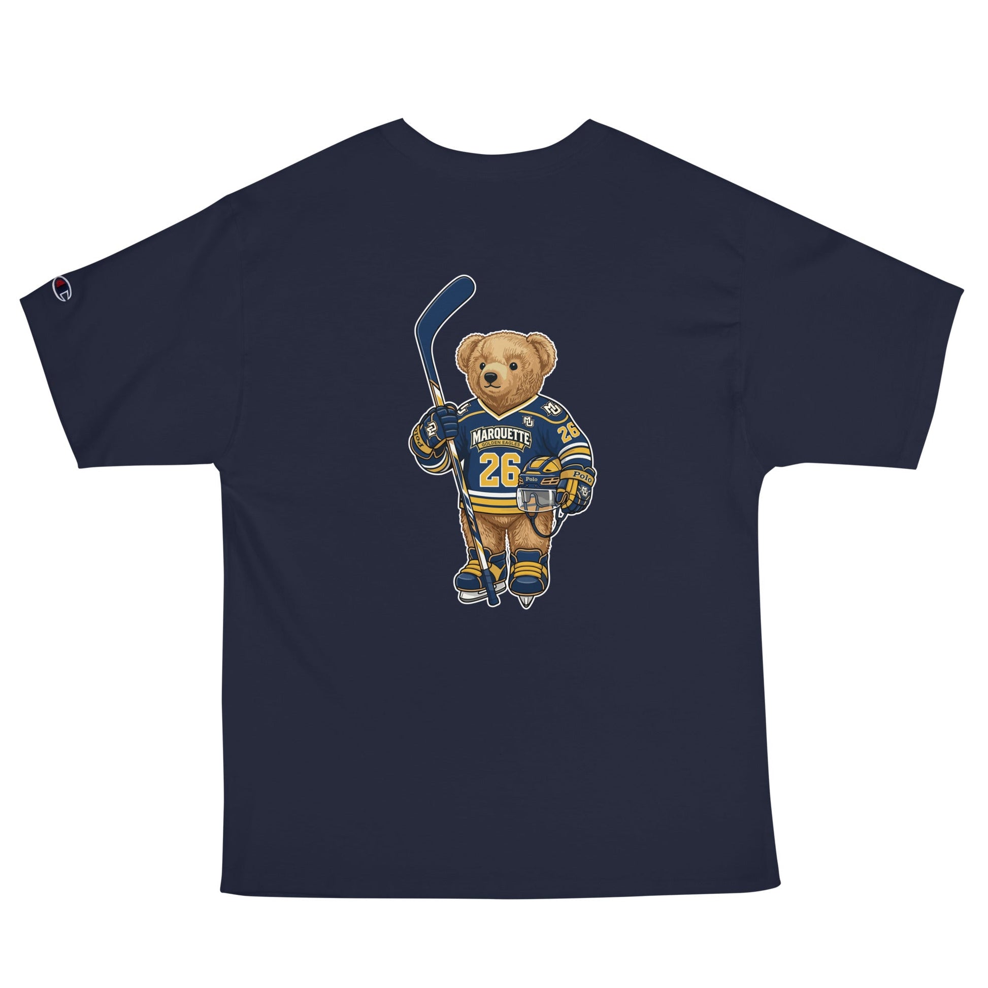Signature | Champion T-Shirt | Marquette University Women's Hockey | MU Mark Backprint Logo