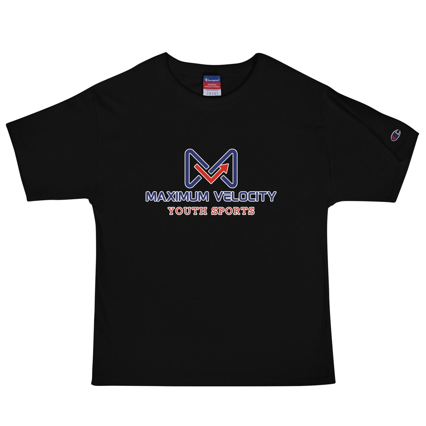 Signature | Champion T-Shirt | Maximum Velocity Youth Sports | Emblem Logo