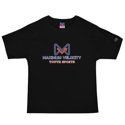 Signature | Champion T-Shirt | Maximum Velocity Youth Sports | Emblem Logo