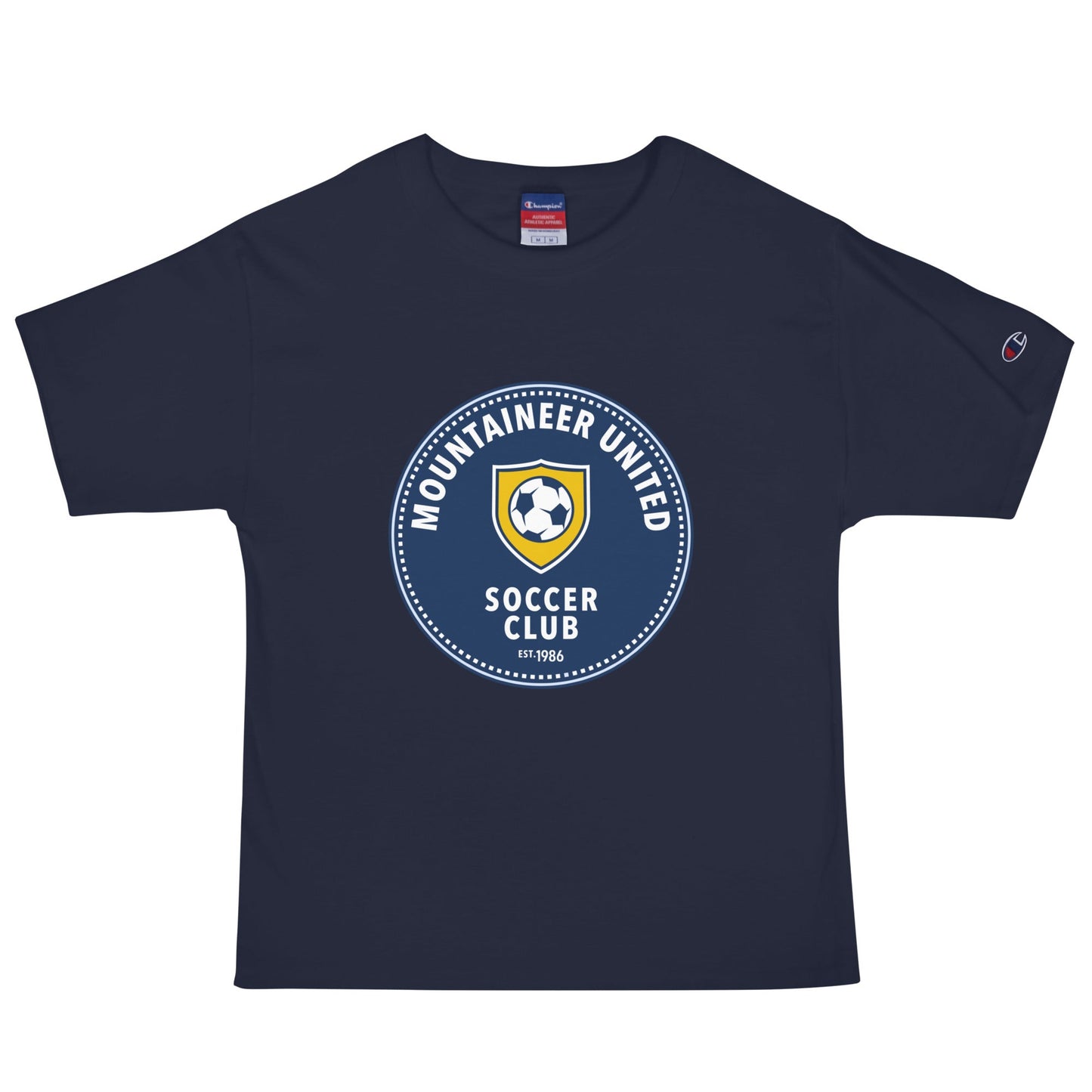 Signature | Champion T-Shirt | Mountaineer United Soccer Club | Badge Logo