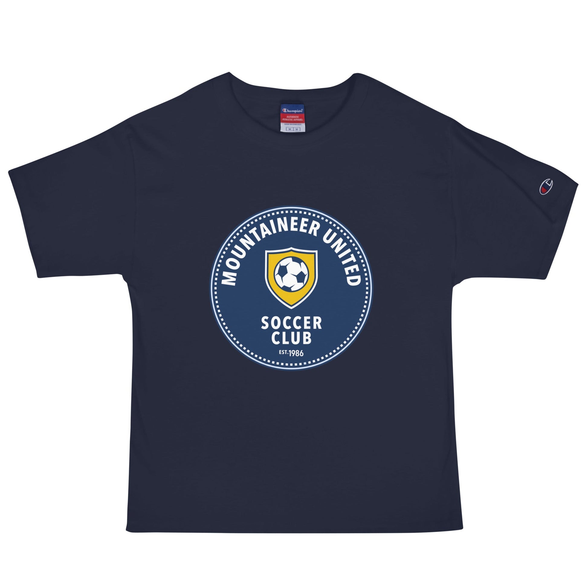Signature | Champion T-Shirt | Mountaineer United Soccer Club | Badge Logo