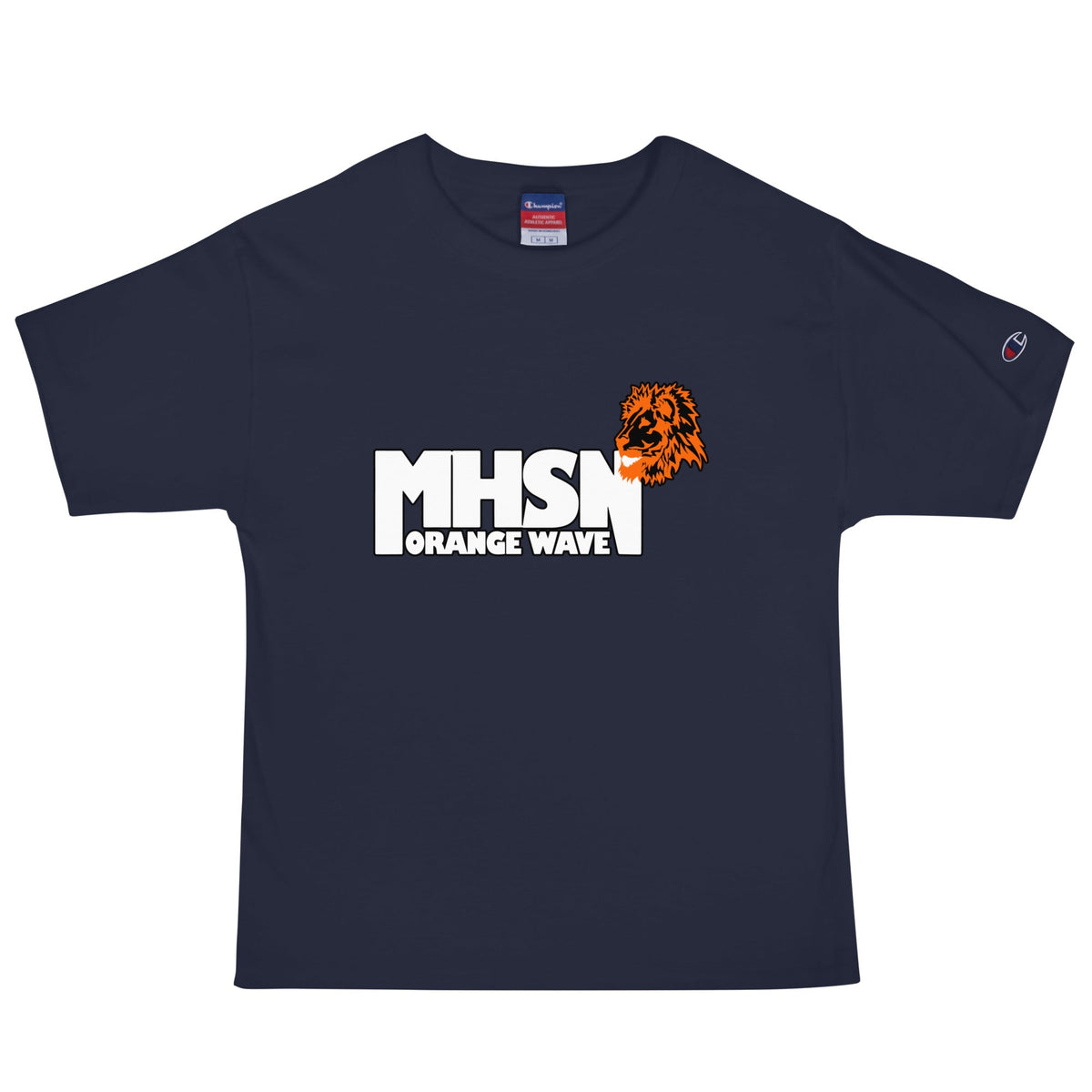 Signature | Champion T-Shirt | Orange Wave Marching Band | Crest Logo