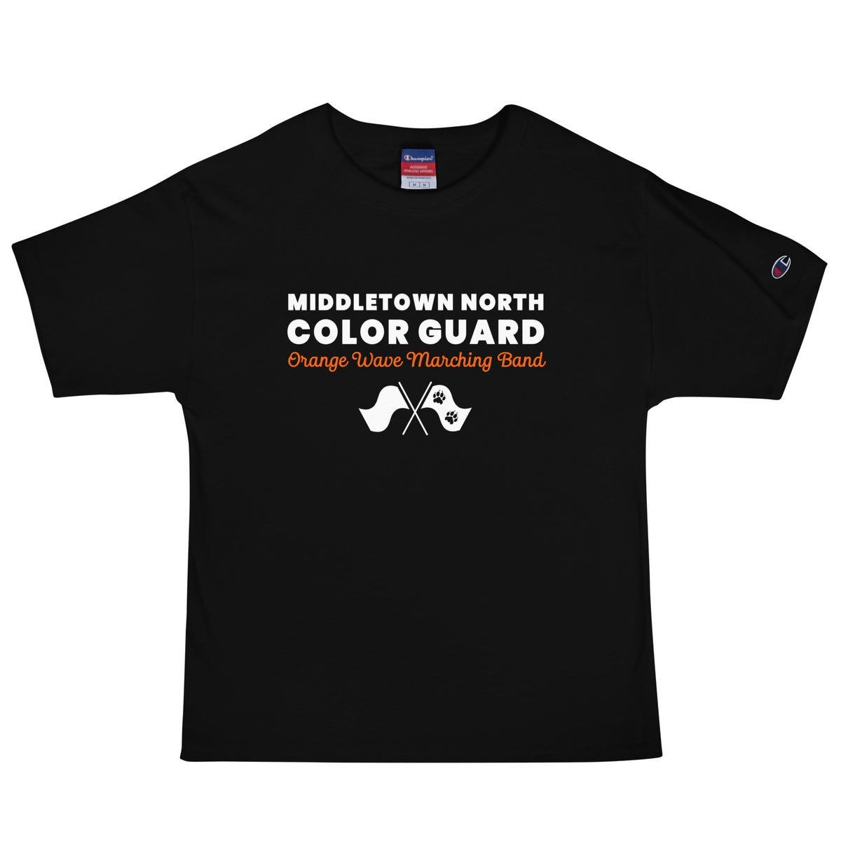 Signature | Champion T-Shirt | Orange Wave Marching Band | Modern Script Logo