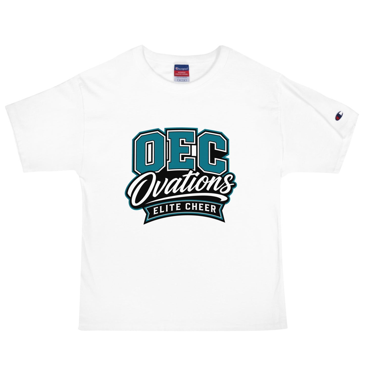 Signature | Champion T-Shirt | Ovations Elite Cheer | Crest Logo
