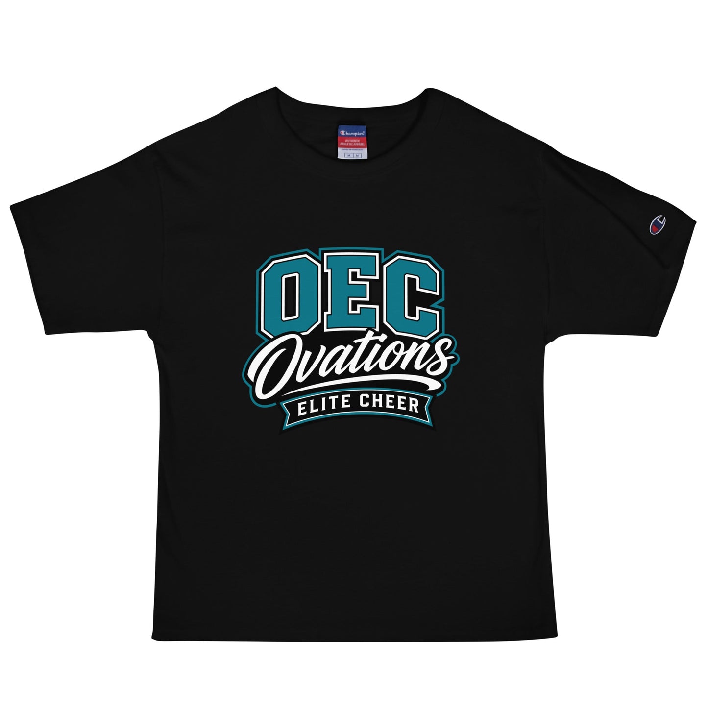 Signature | Champion T-Shirt | Ovations Elite Cheer | Crest Logo