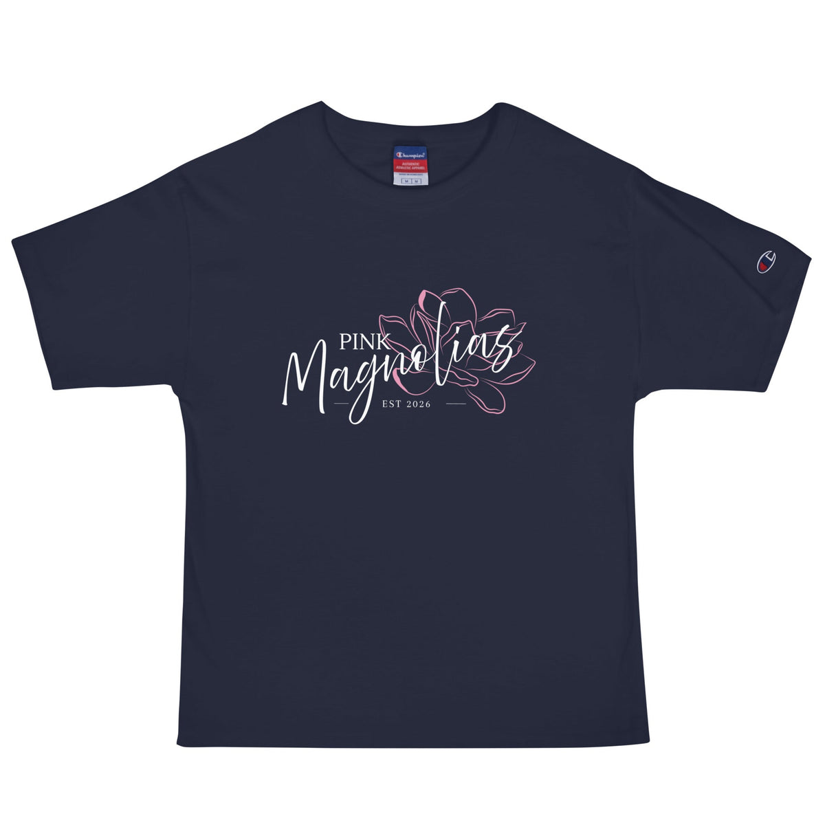 Signature | Champion T-Shirt | Pink Magnolias Dance | Modern Script Logo