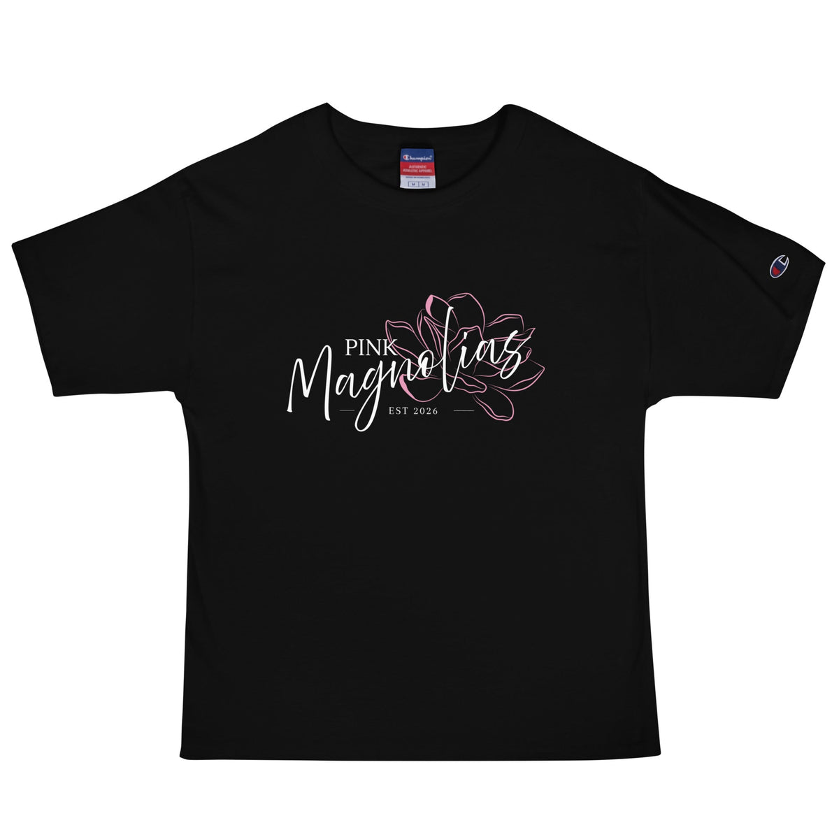Signature | Champion T-Shirt | Pink Magnolias Dance | Modern Script Logo